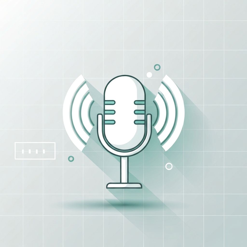 Microphone icon with sound waves representing voice dictation feature